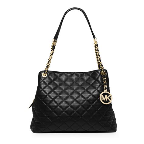 quilted leather bag michael kors gold black|michael kors black shoulder handbags.